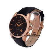 ساعت مچی رومانسون مردانه کرنوگراف گرد چرمی رزگلد صفحه مشکی کد 16271 ساعت مچی مردانه مارک دار